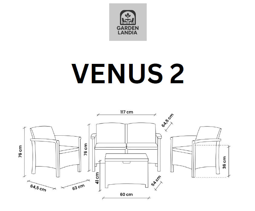 Vrtni set VENUS 2 Smeđa